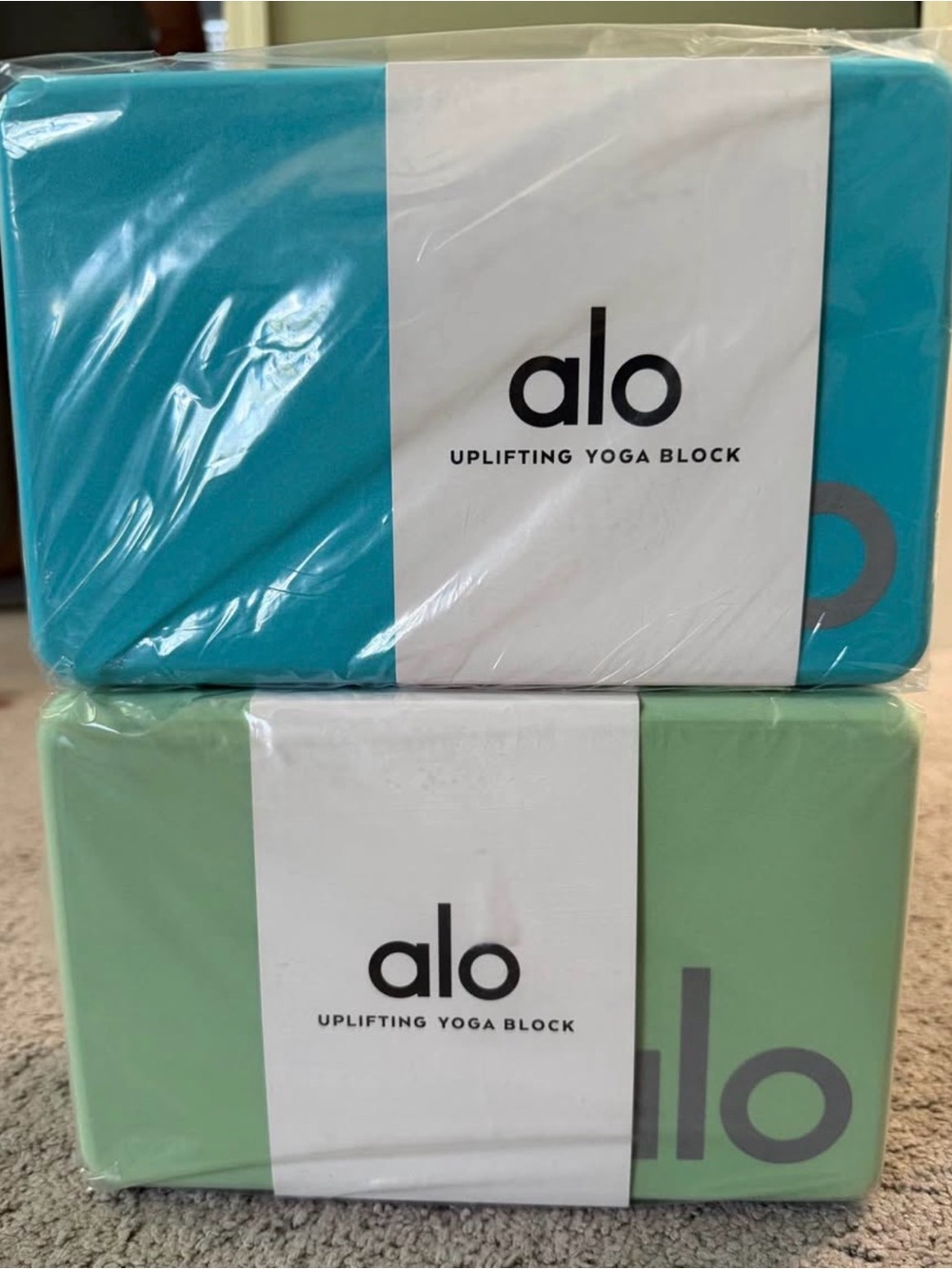 ALO Yoga Uplifting Yoga Blocks in Teal and Mint Green